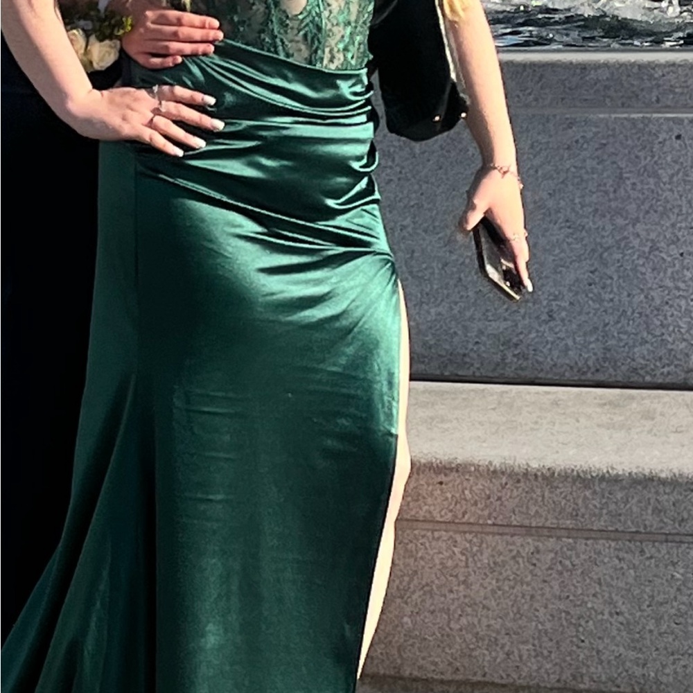 Elegant Green Satin Gown